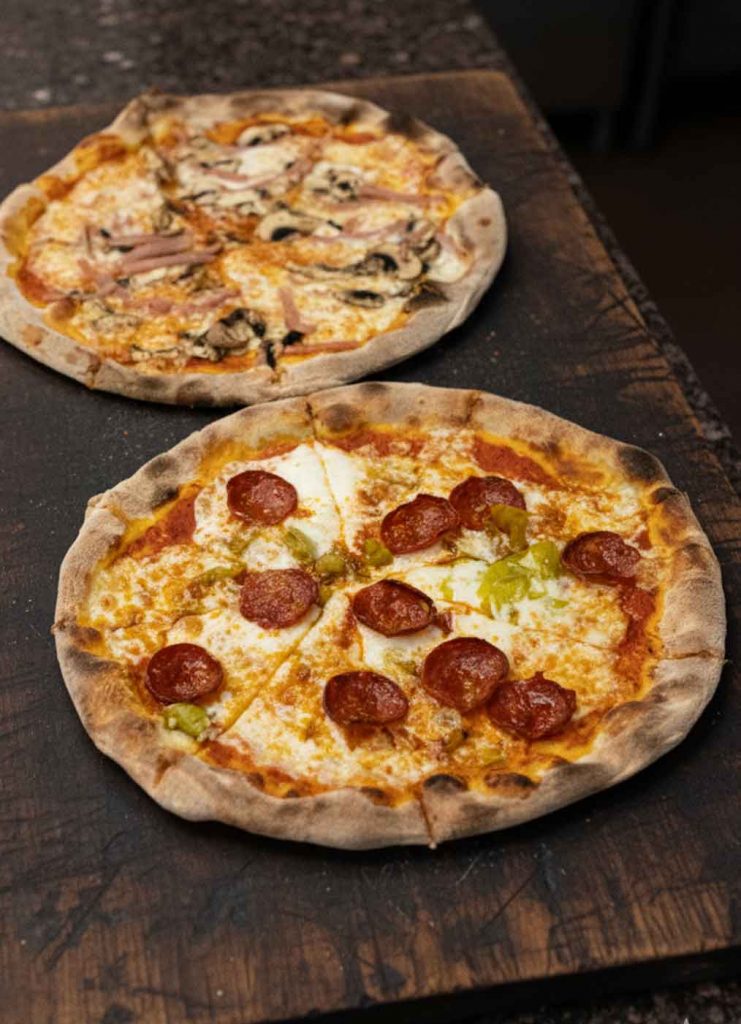 Pizzas at La Piazza restaurant